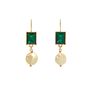 Pearl and green gem drop earrings